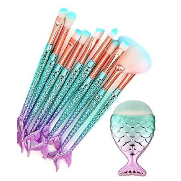 11pcs Mermaid Makeup Brush Set Eyeshadow Brush Small Fishtail Eye Makeup Brush Foundation Brush wholesale - Image 5