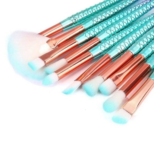 11pcs Mermaid Makeup Brush Set Eyeshadow Brush Small Fishtail Eye Makeup Brush Foundation Brush wholesale - Image 6