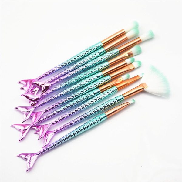 11pcs Mermaid Makeup Brush Set Eyeshadow Brush Small Fishtail Eye Makeup Brush Foundation Brush wholesale - Image 8