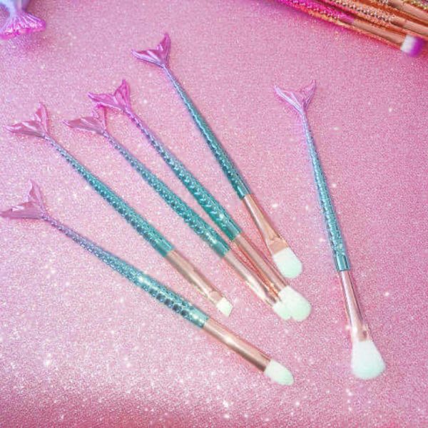 11pcs Mermaid Makeup Brush Set Eyeshadow Brush Small Fishtail Eye Makeup Brush Foundation Brush wholesale - Image 4