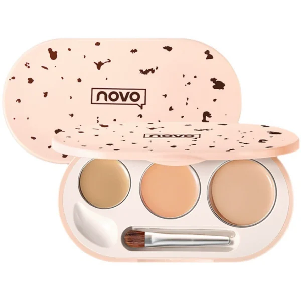 Novo three-color concealer to cover acne marks, dark circles, freckles, face contouring, brightening skin tone, multi-color concealer palette wholesale - Image 7