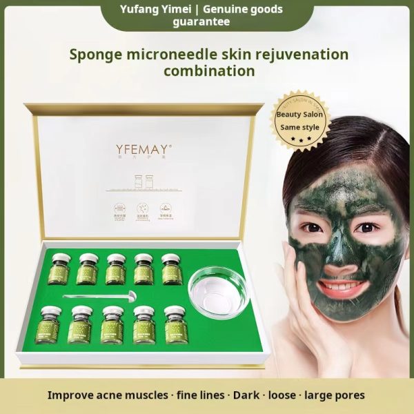 70% sponge microneedle kit with small green film enhanced version of long needle microcrystalline bone needles to clean pores, fade acne marks, blackheads, anti-wrinkle, firming, fade dry lines, repair damaged light and translucent wholesale