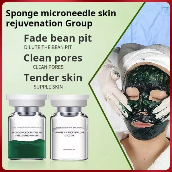 70% sponge microneedle kit with small green film enhanced version of long needle microcrystalline bone needles to clean pores, fade acne marks, blackheads, anti-wrinkle, firming, fade dry lines, repair damaged light and translucent wholesale - Image 4