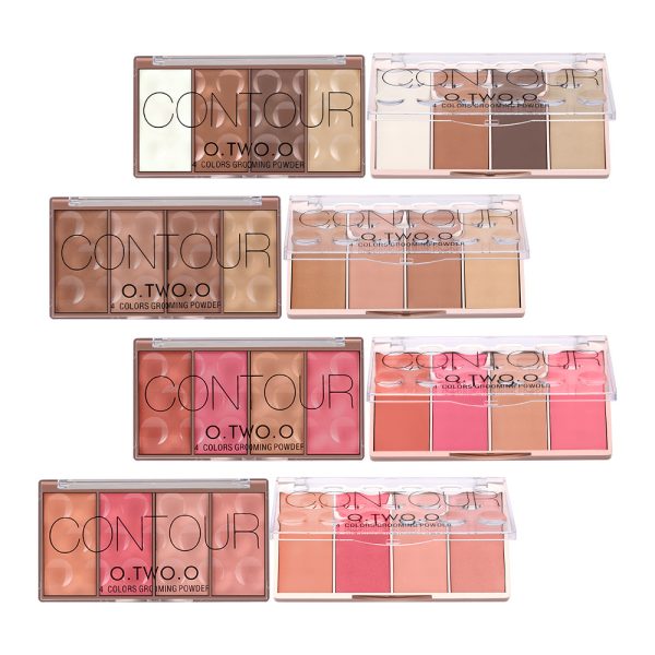 O.TWO.O four-color blush + contour powder palette, shadow modification, facial contour contour powder, 4 sets of colors N9110 Wholesale