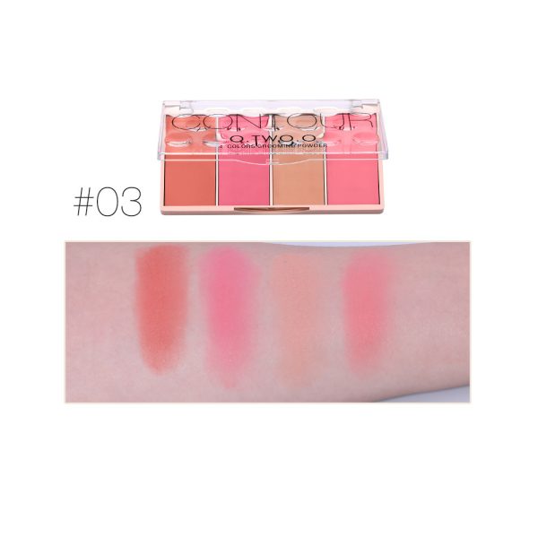 O.TWO.O four-color blush + contour powder palette, shadow modification, facial contour contour powder, 4 sets of colors N9110 Wholesale - Image 7