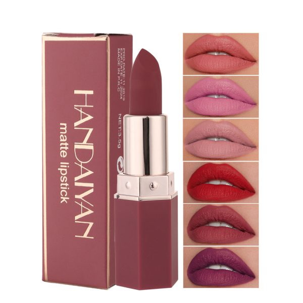 Lipstick 6 colors matte matte non-fading non-stick cup HANDAIYAN long-lasting moisturizing and waterproof  wholesale - Image 3