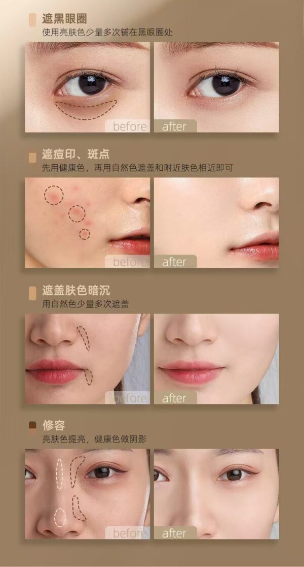 Three-color concealer to cover acne marks, spots and dark circles. Special foundation and concealer to repair acne and facial imperfections wholesale - Image 6