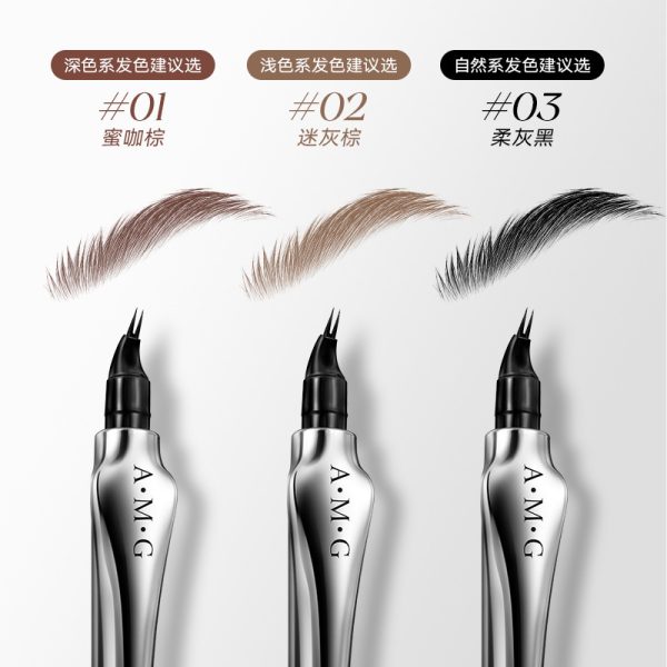 Two-pronged positioning water eyebrow pencil, waterproof, long-lasting, non-fading, clear-rooted wild eyebrows wholesale