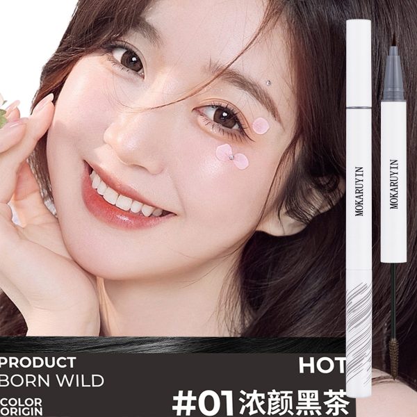 Three-dimensional double-ended eyebrow pencil with long-lasting shape, no makeup removal, no smudging, waterproof and sweat-proof eyebrow creamSecond-use eyeliner wholesale - Image 3